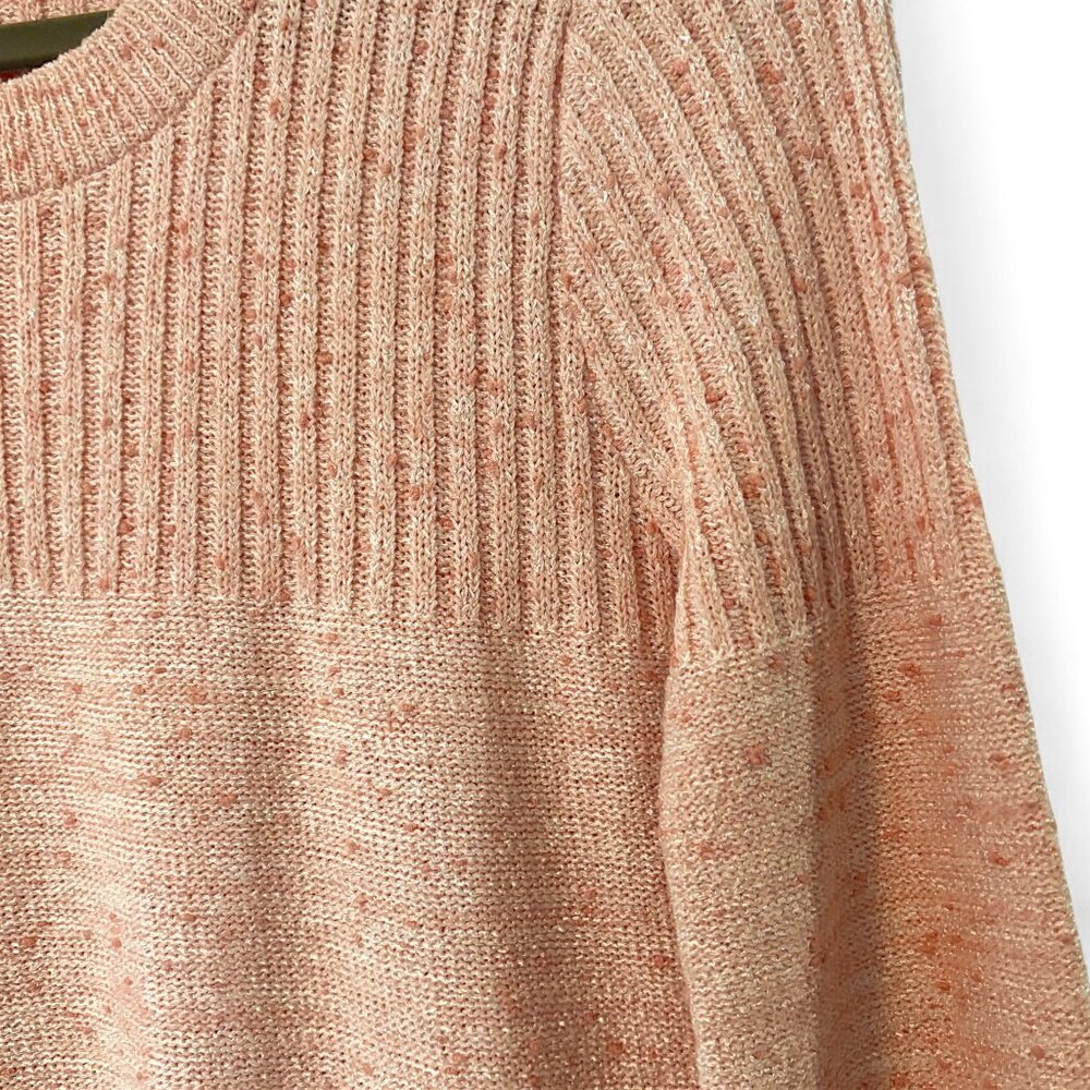 Vintage S Knit Light Pink Ribbed Front Pocket Sweater - Picture 3 of 4